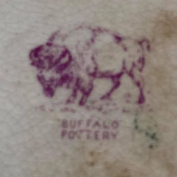 Early 1900's Buffalo Pottery Bowl, Hand-Painted, 10-1/2"w x 3"h - Picture 5 of 6